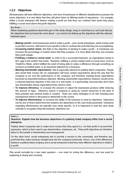 Course Notes by ATAR Notes showing a detailed page with headings, bullet points, and a sample question and answer box.