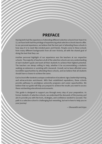 Page from a guidebook by ATAR Notes, featuring "PREFACE" text on a grey background with white curved lines.