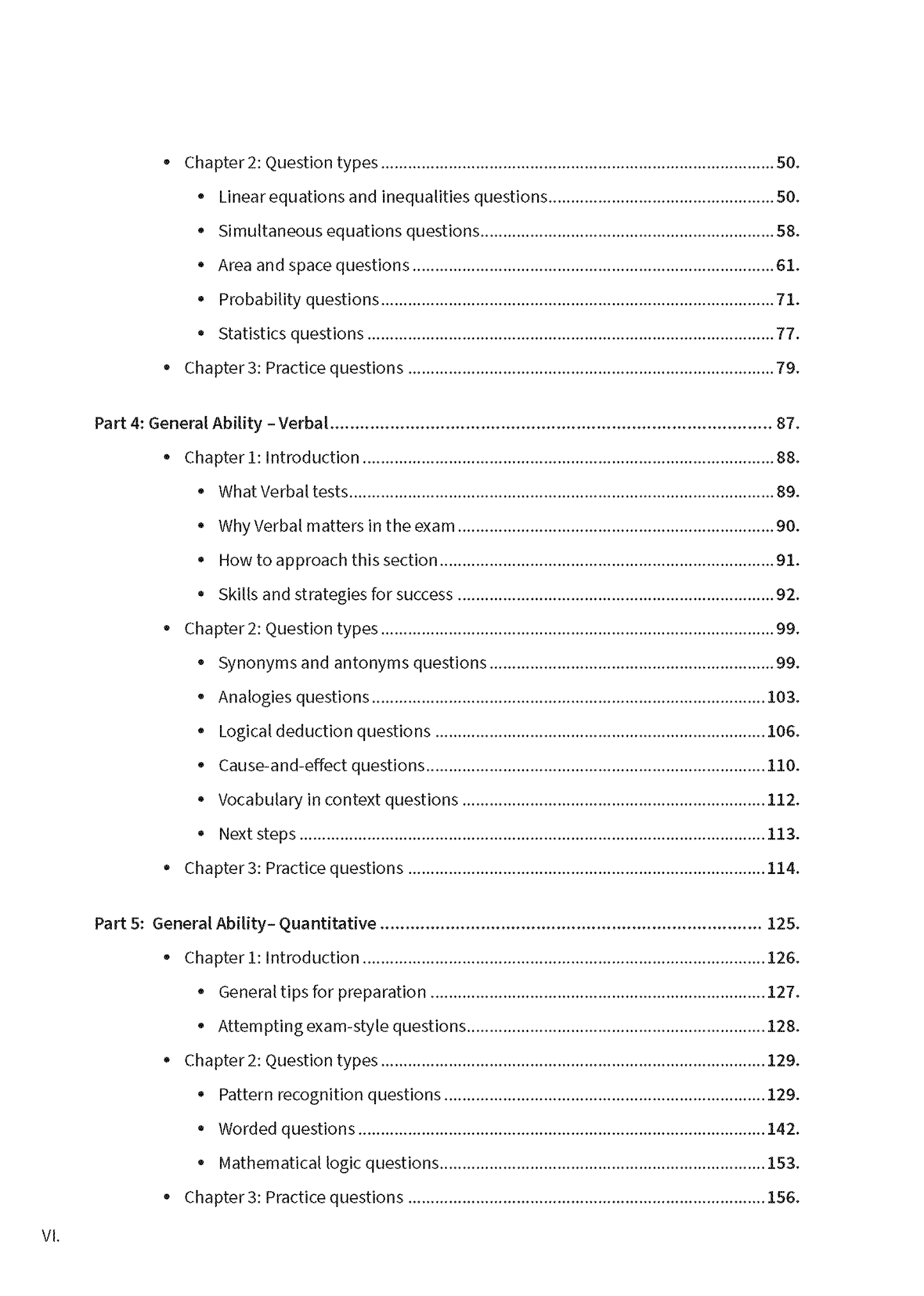 Internal page of a Course Notes Guide by ATAR Notes, showing a table of contents with chapters and page numbers.