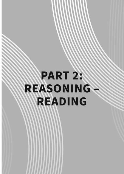 Grey guide book cover by ATAR Notes with 'PART 2: REASONING - READING' text and white curved stripes.