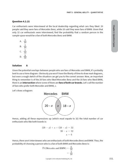Course notes by ATAR Notes, showing a quantitative probability question with a Venn diagram and solution on a white page.