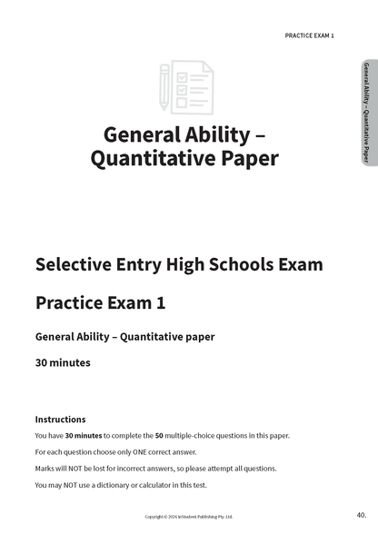 ATAR Notes VIC Selective Schools Practice Exams: Year 9 Entry (2026-2028)