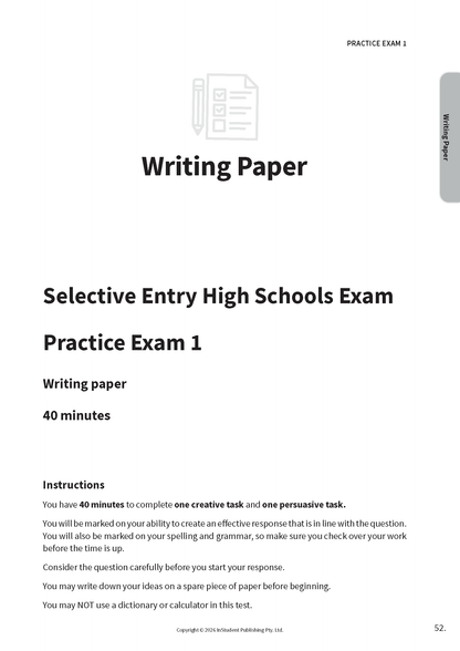 ATAR Notes VIC Selective Schools Practice Exams: Year 9 Entry (2026-2028)