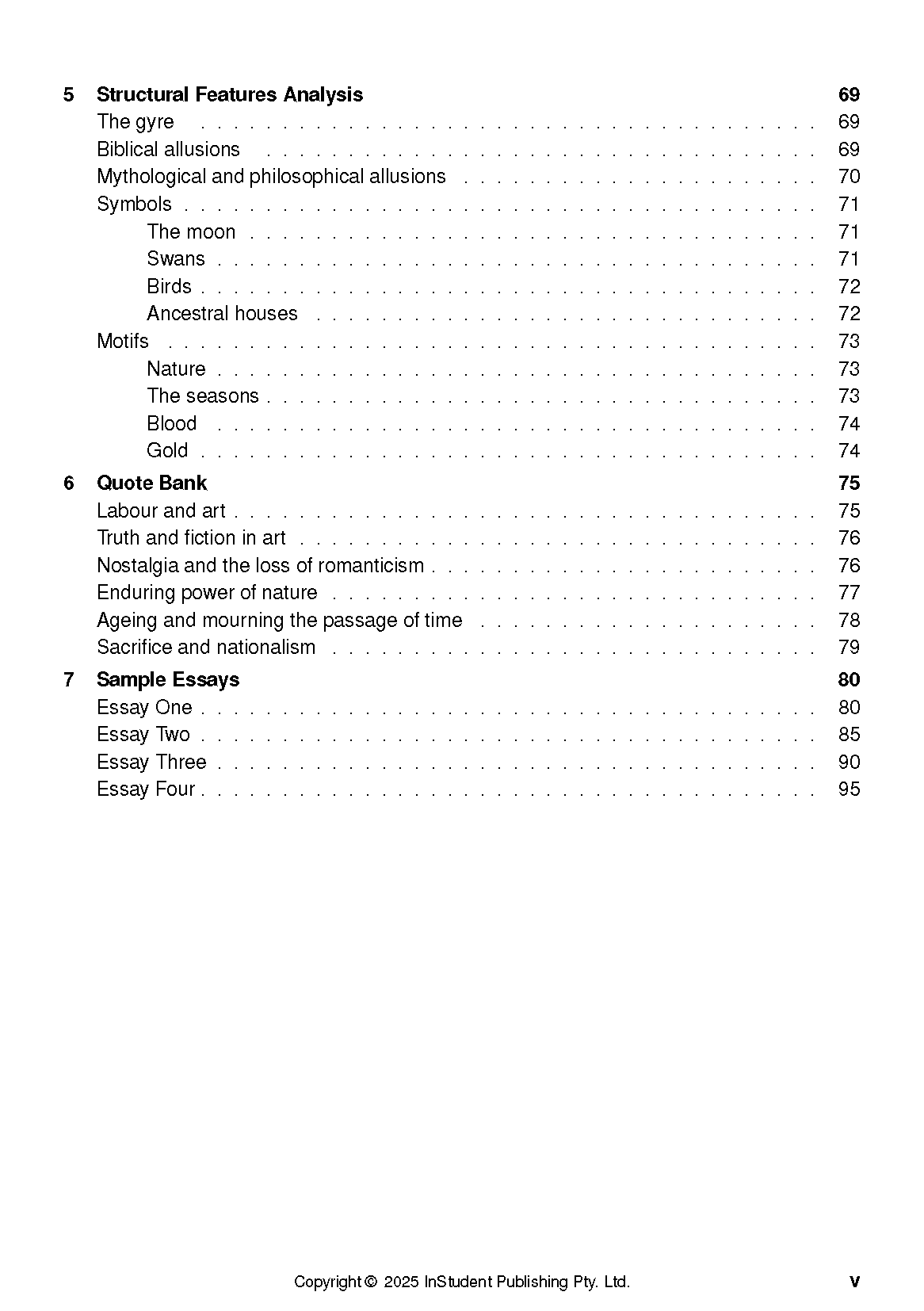 Text Guide by ATAR Notes, displaying a table of contents page with chapter titles and corresponding page numbers.