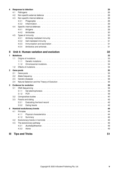WACE Year 12 Human Biology 3&4 notes by ATAR Notes, showing the table of contents on a white page.