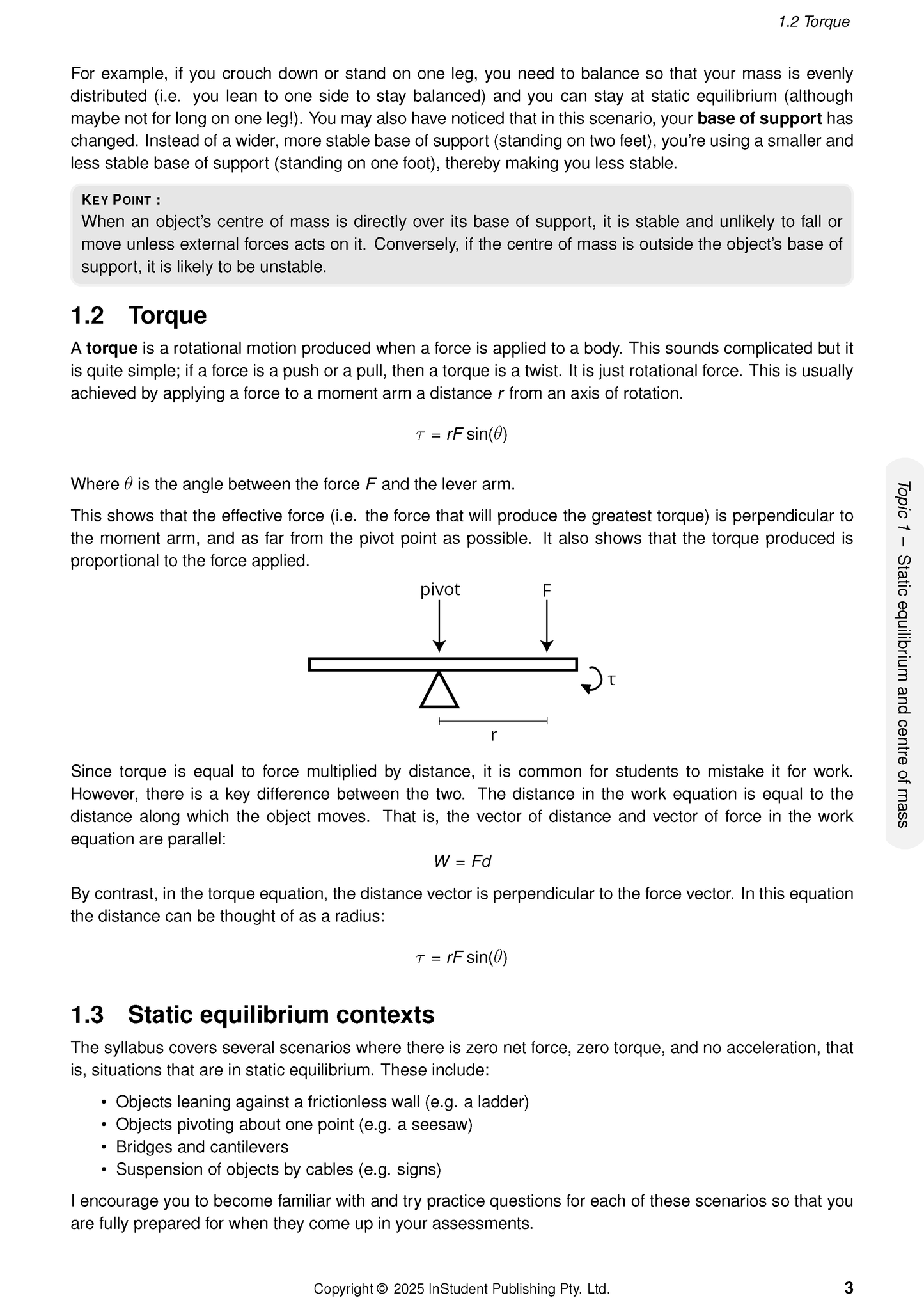 Physics course notes by ATAR Notes, showing a page with formulas, diagrams, and text about Torque.