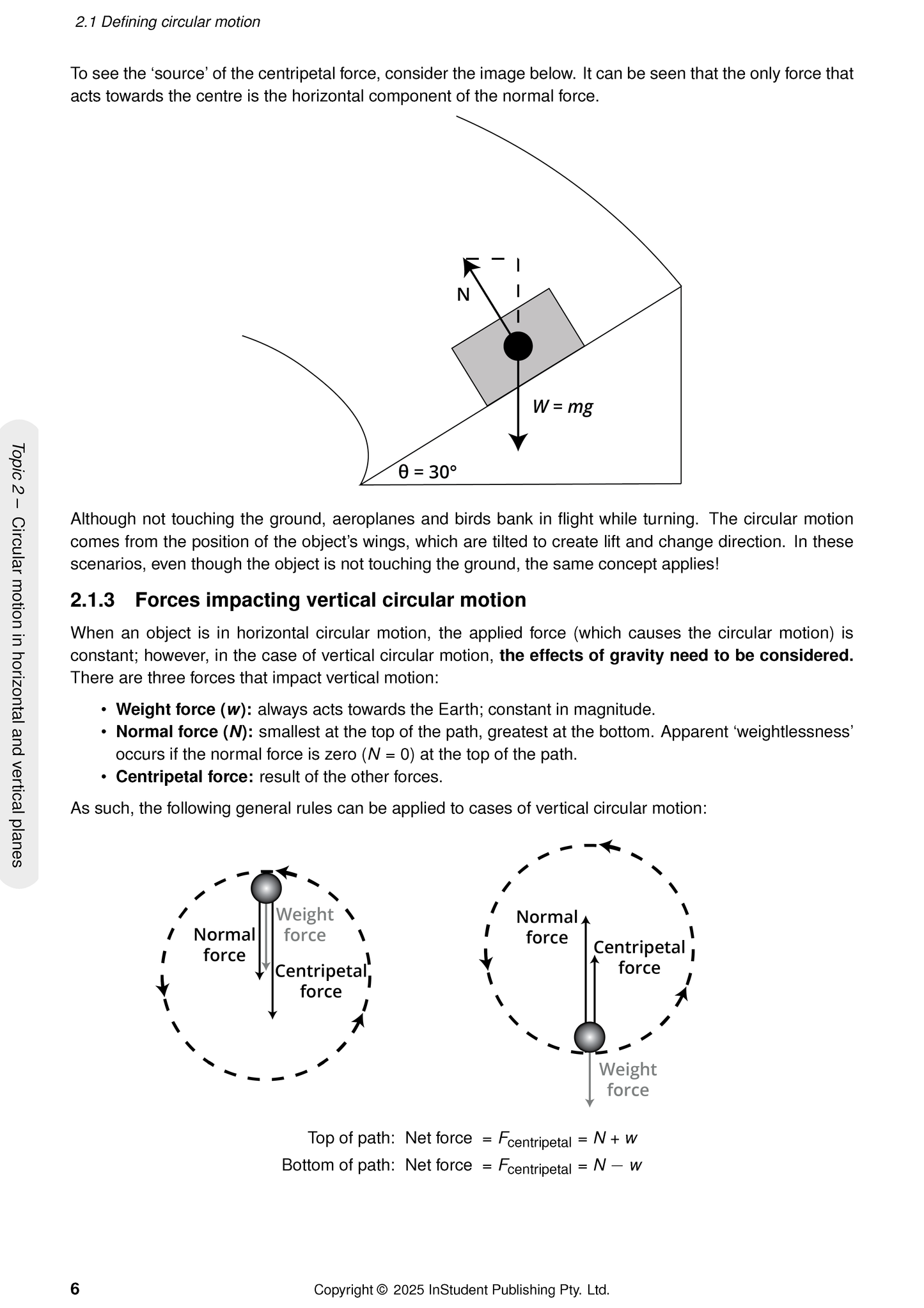 Physics course notes for WACE Year 12 3&4 (2026-2028) by ATAR Notes, displaying diagrams and text on circular motion.