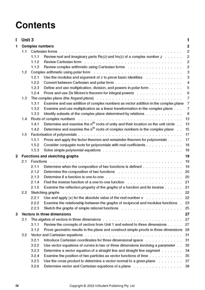Specialist Maths course notes by ATAR Notes, showing the table of contents for Units 1, 2, and 3 on a white page.