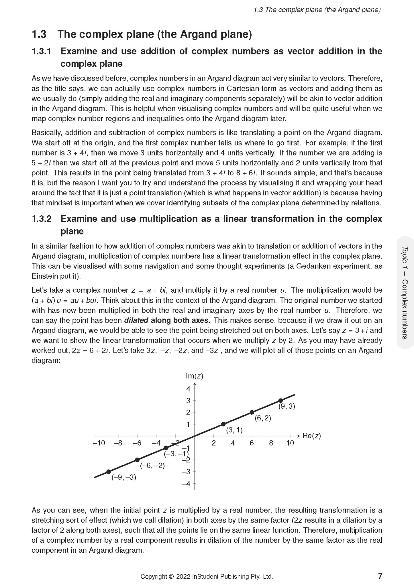 Year 12 Specialist Maths Course Notes by ATAR Notes, showing a page on complex numbers with a graph of point transformations.