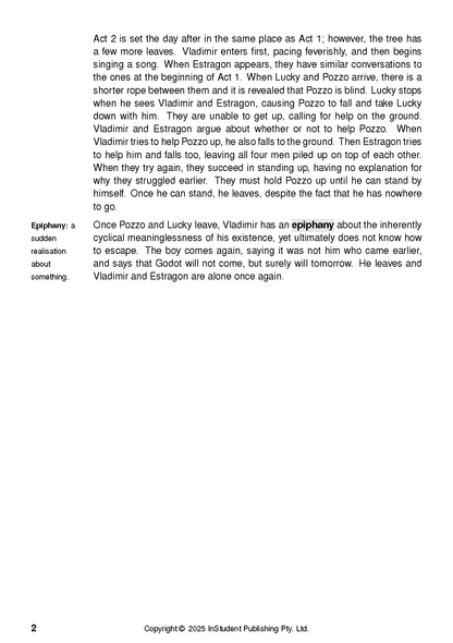 Text Guide page with black text on a white background, featuring a definition of Epiphany and narrative content.