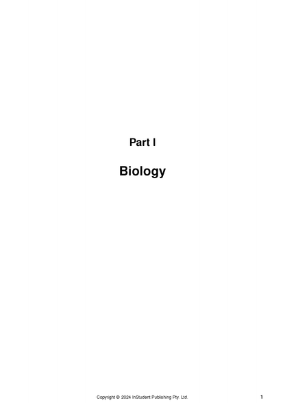 White course notes by ATAR Notes, displaying "Part I Biology" and copyright details on the title page.