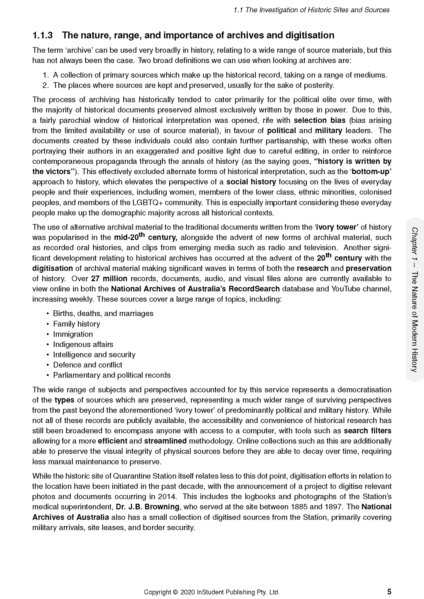 Modern History course notes by ATAR Notes, displaying a page of text with headings, bullet points, and bolded words on a white background.