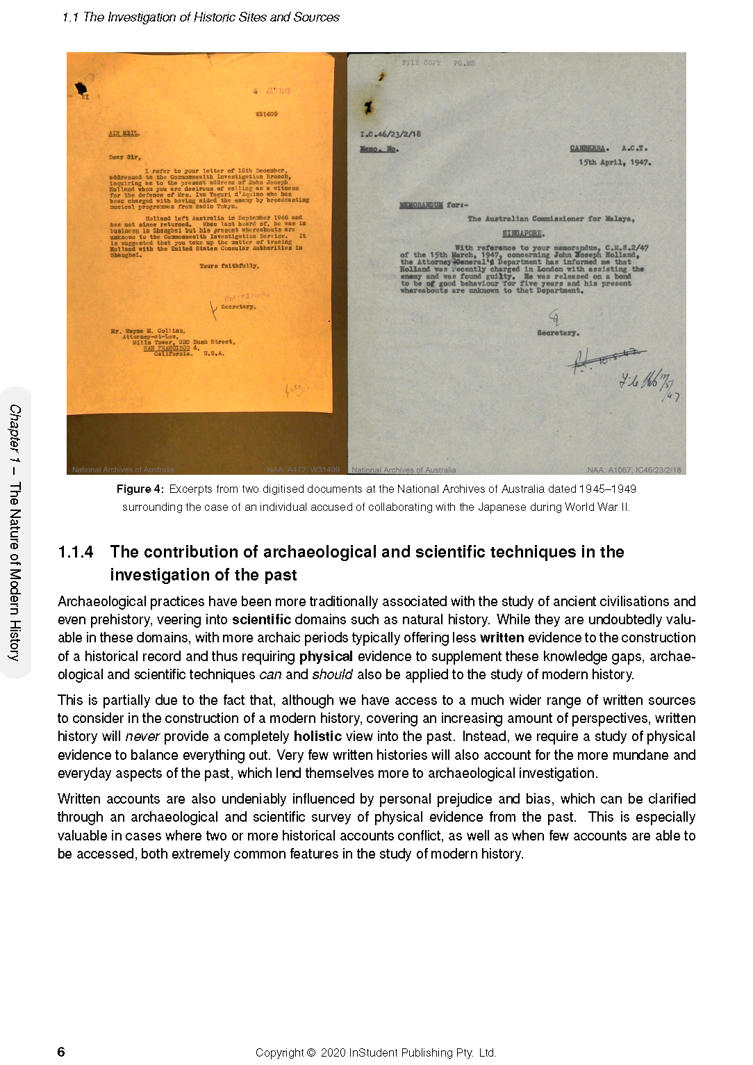 Course notes by ATAR Notes, showing a page with text and two historical document images from 1947 and 1949.