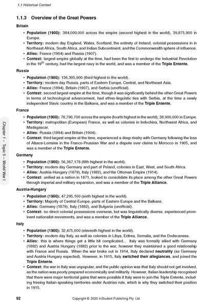 White page from Modern History Course Notes by ATAR Notes, displaying the 'Overview of the Great Powers' section.