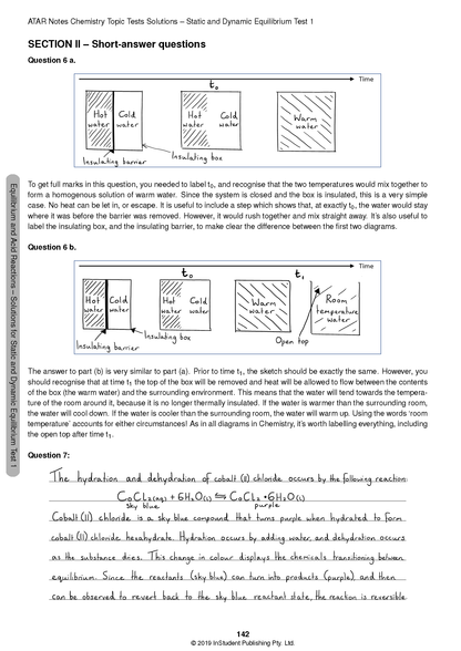 HSC Year 12 Chemistry Topic Tests by ATAR Notes, showing pages with diagrams, chemical equations, and handwritten solutions.