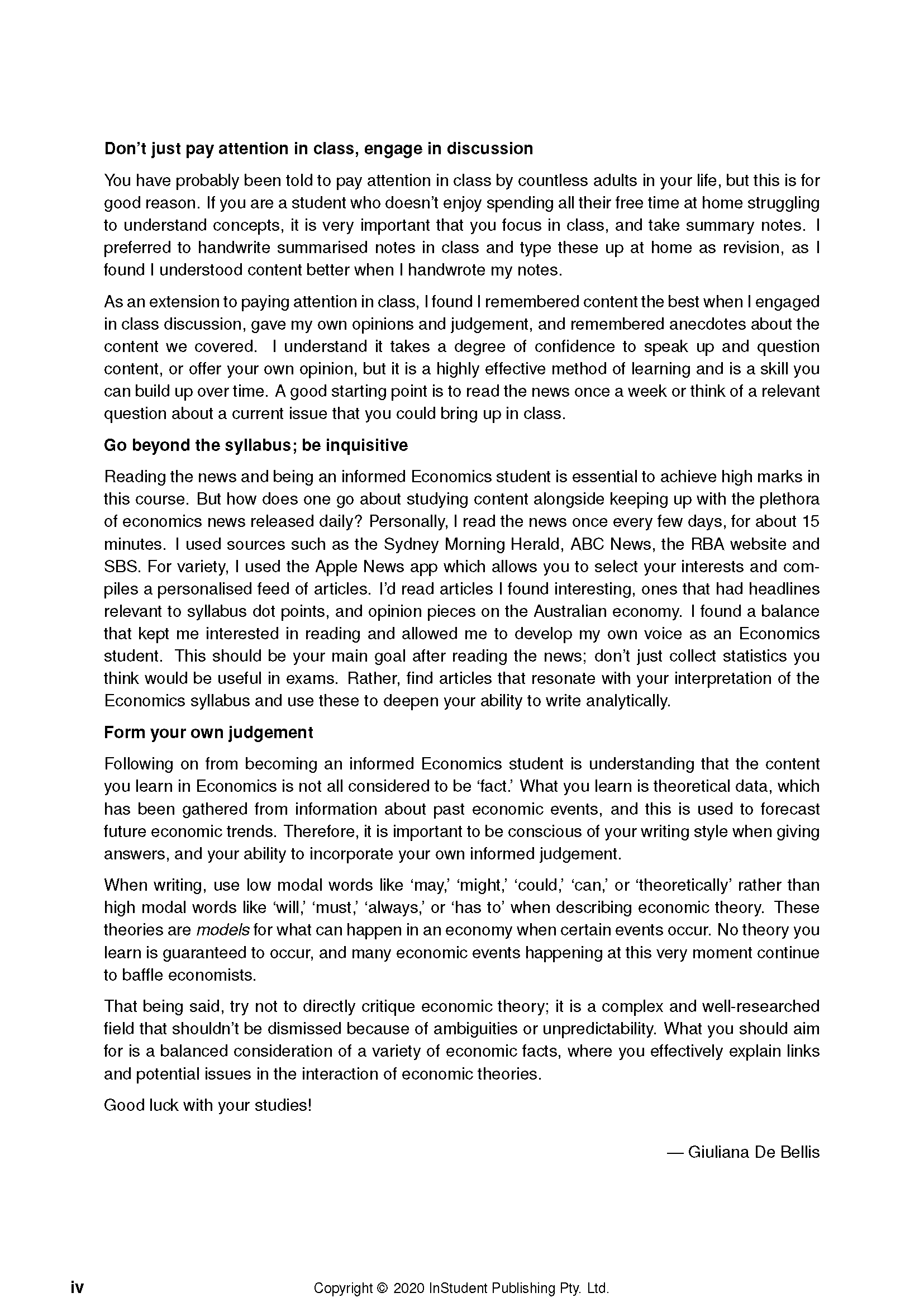 HSC Year 12 Economics Complete Course Notes by ATAR Notes, showing a page with black text, section headings, and a signature.
