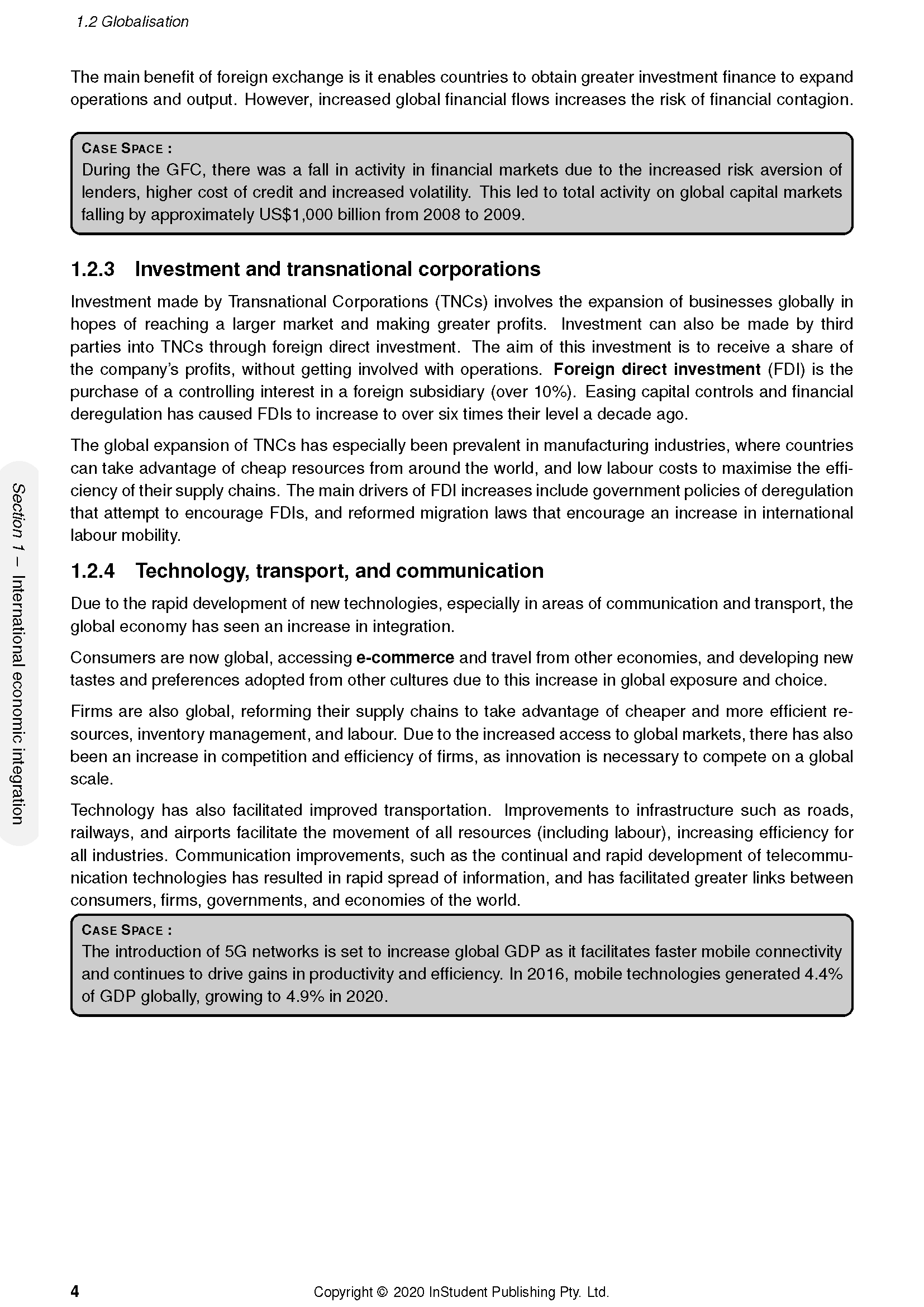 Economics Course Notes by ATAR Notes, displaying a page of detailed text with headings and 'CASE SPACE' boxes.