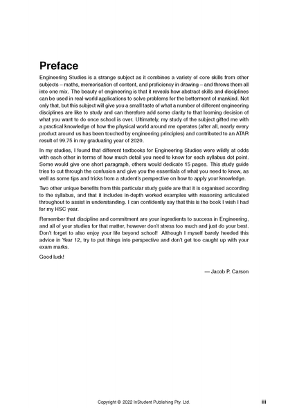 HSC Engineering Studies Course Notes by ATAR Notes, showing the Preface page with black text on white paper.