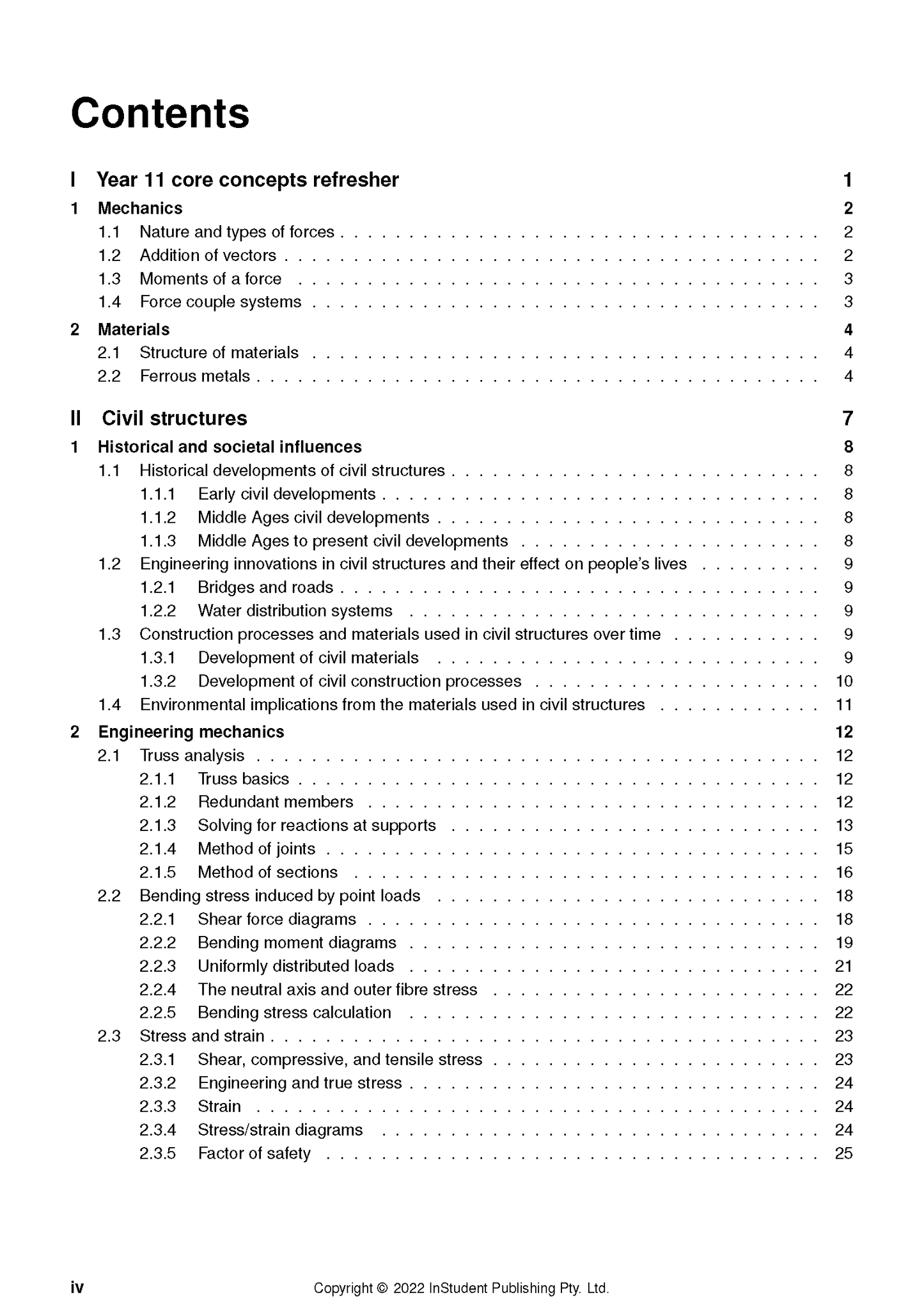 Engineering Studies Course Notes by ATAR Notes, showing a detailed table of contents page.