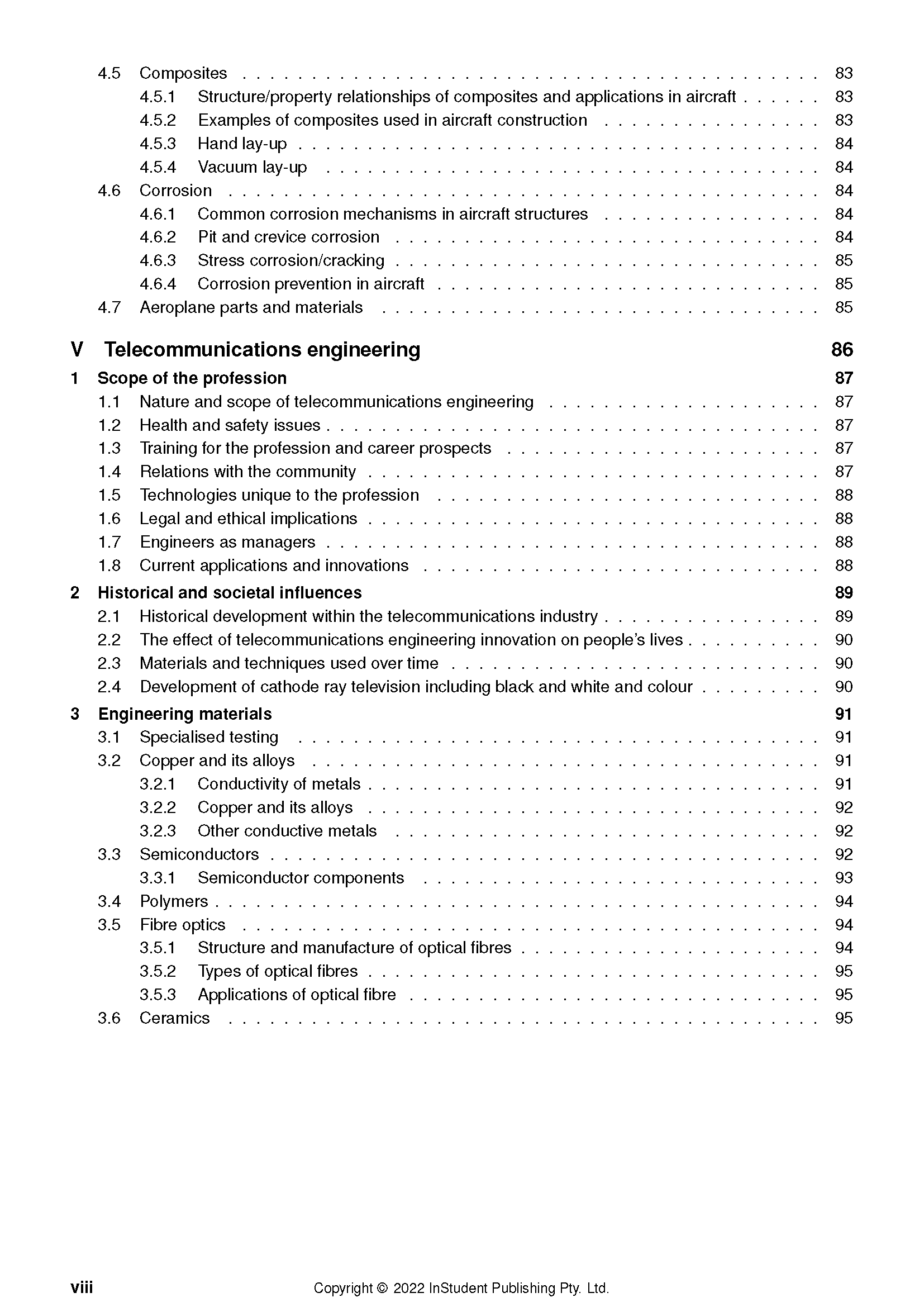 Engineering Studies Course Notes by ATAR Notes, displaying a table of contents page with chapter headings and page numbers.