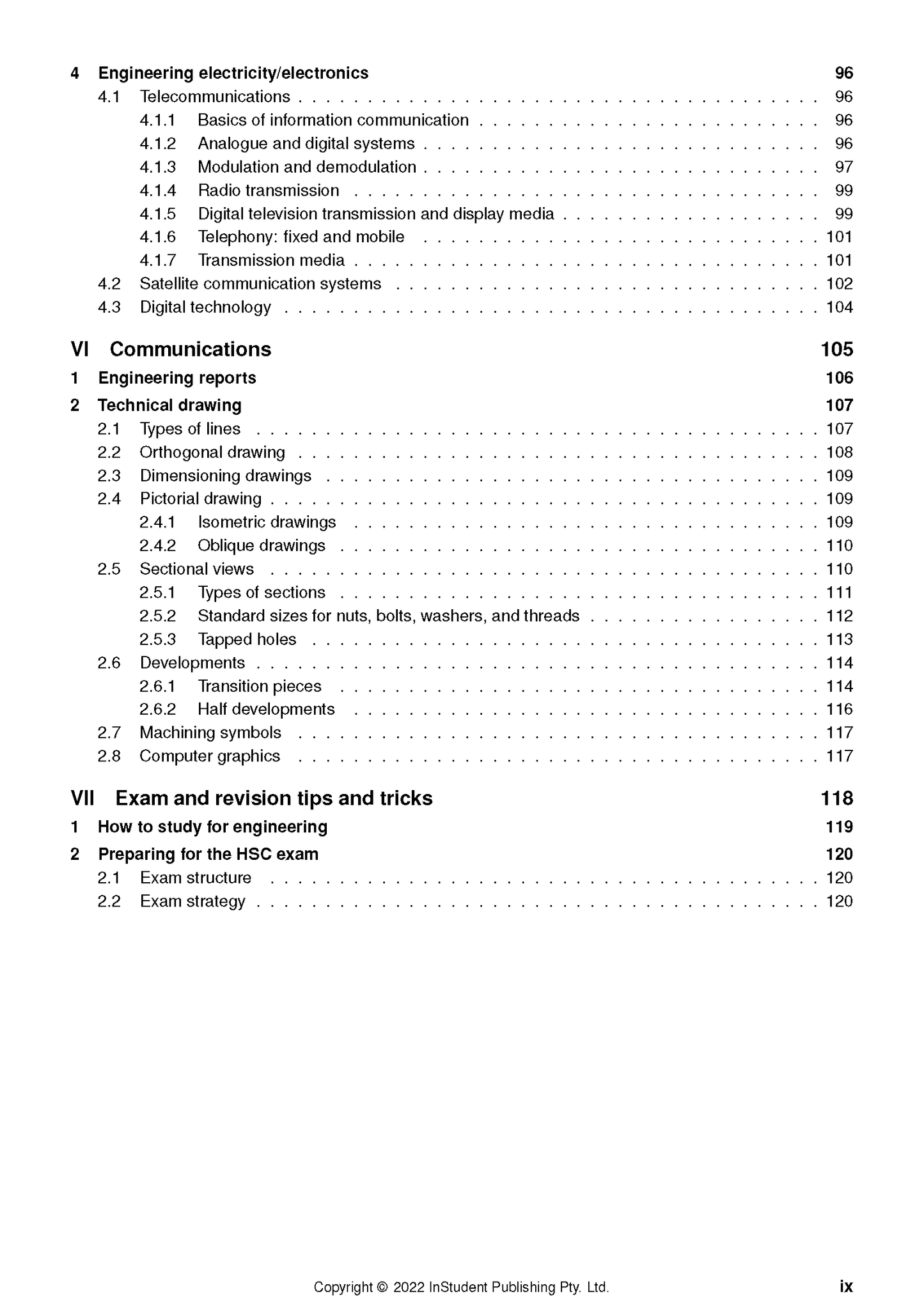 Engineering Studies course notes by ATAR Notes, a table of contents shown on a white page.