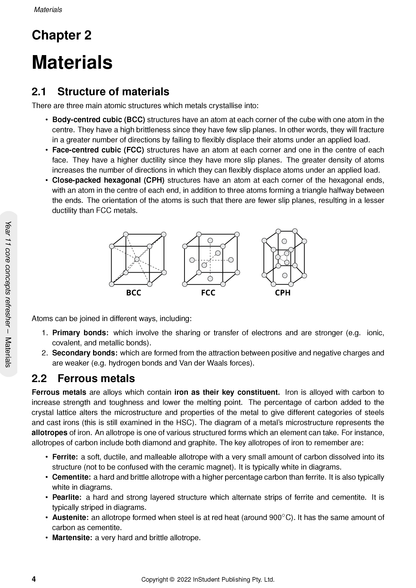 HSC Engineering Studies Course Notes by ATAR Notes, showing a white page with black text, atomic structure diagrams, and headings.