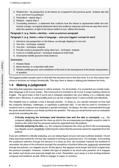 White English Standard course notes page by ATAR Notes, featuring black text and the 'Making a judgement' heading.