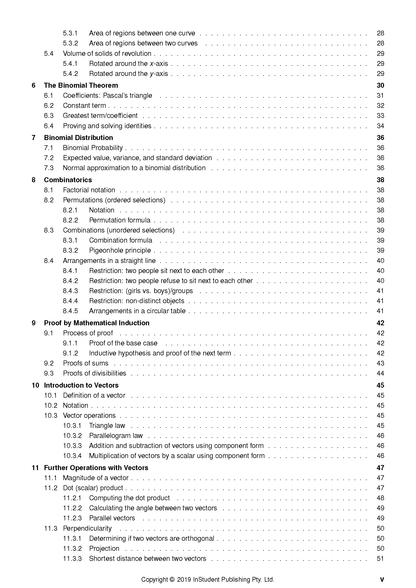 HSC Year 12 Mathematics Extension 1 Course Notes table of contents page by ATAR Notes, with section headings and page numbers.