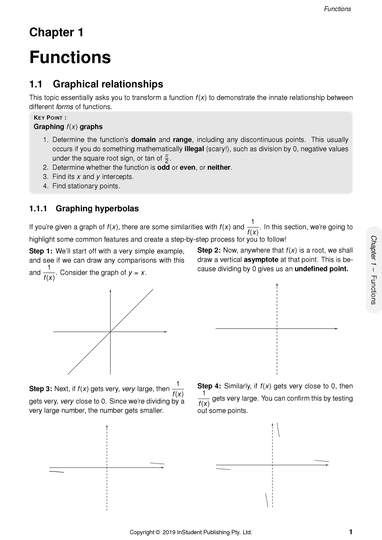 Mathematics course notes by ATAR Notes, displaying a page on functions with text, formulas, and graphs.