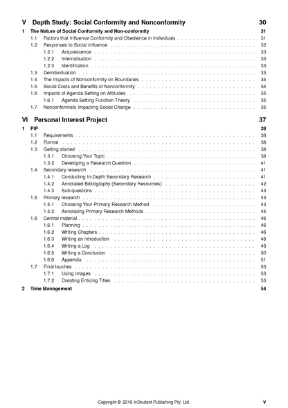 White course notes by ATAR Notes, displaying a table of contents with chapter titles and page numbers.