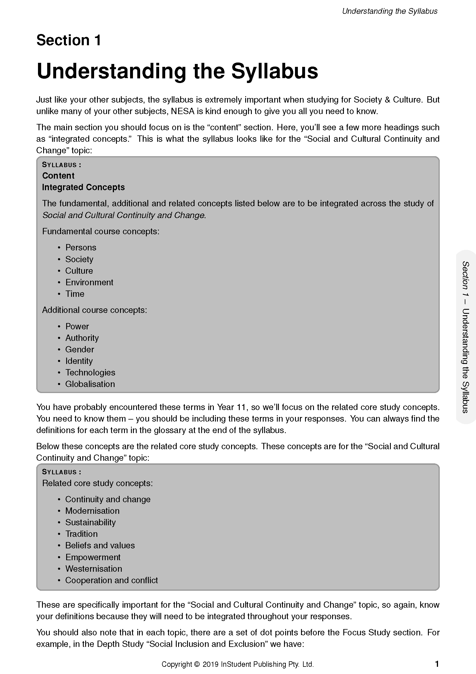 White page of Course Notes by ATAR Notes displaying Section 1 Understanding the Syllabus with text and bullet points.