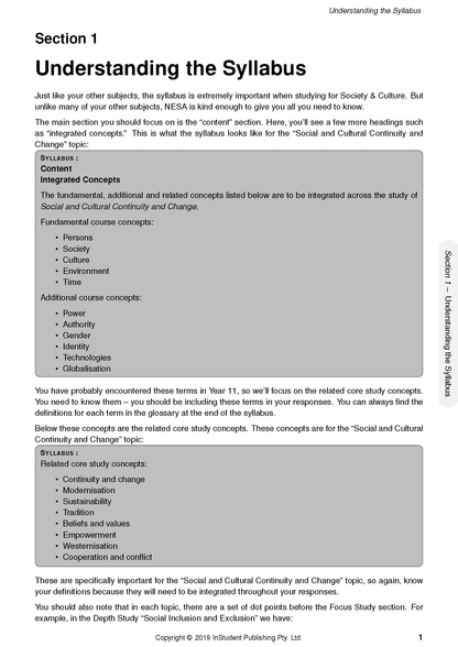 White page of Course Notes by ATAR Notes displaying Section 1 Understanding the Syllabus with text and bullet points.