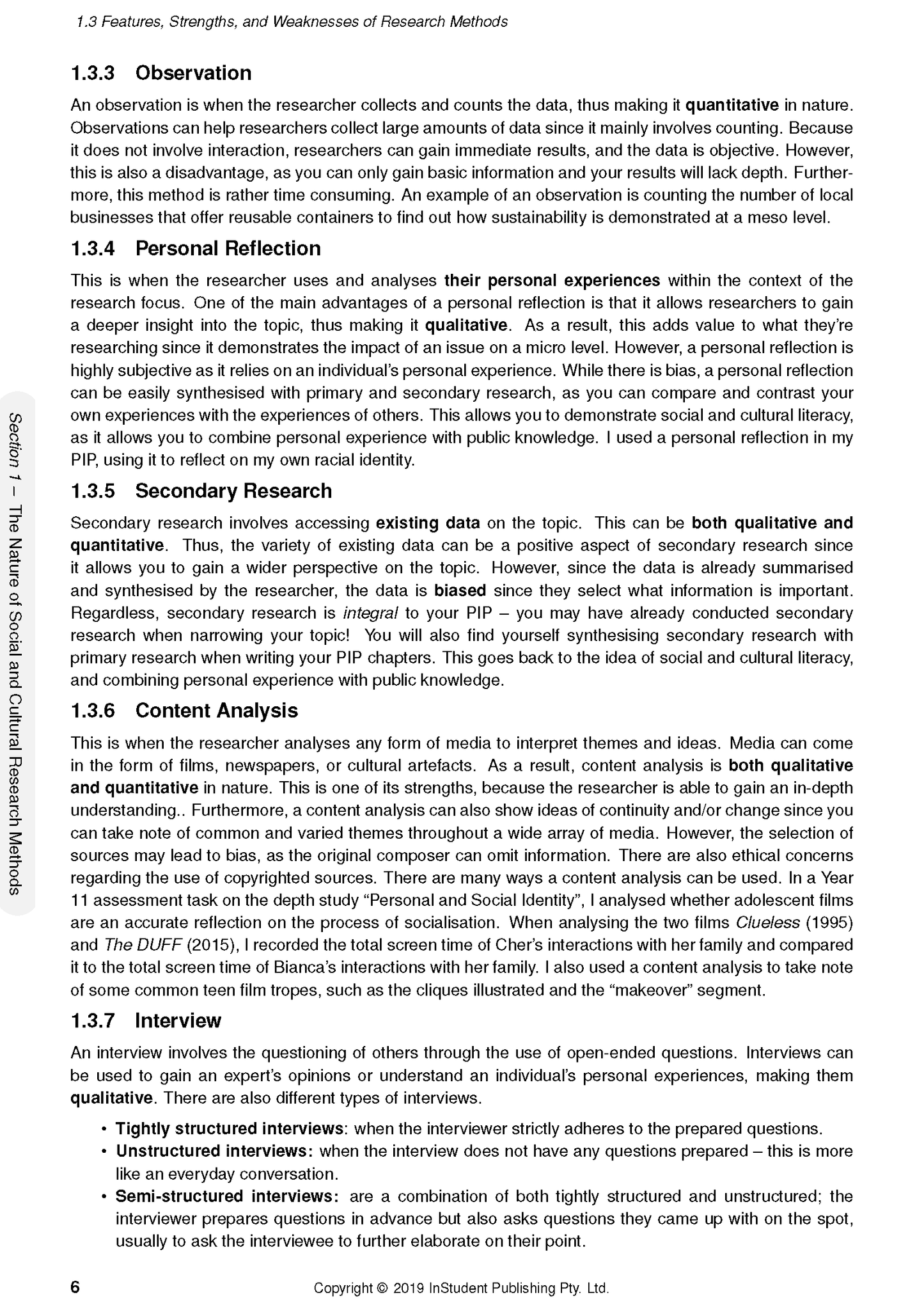 Course Notes by ATAR Notes, a page showing sections on research methods with bolded text and a sidebar.