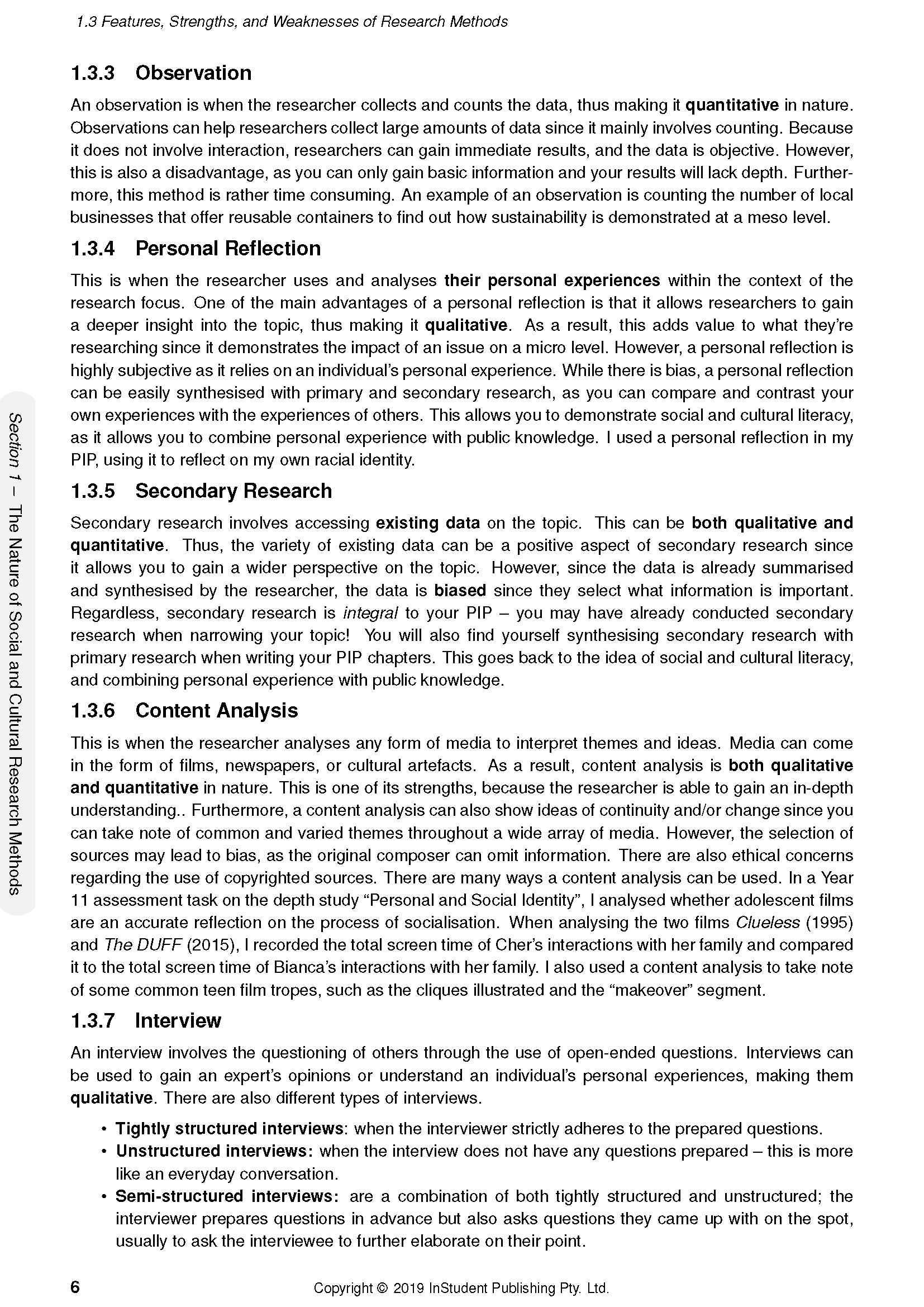 Course Notes by ATAR Notes, a page showing sections on research methods with bolded text and a sidebar.