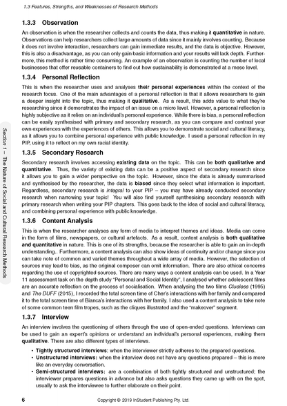 Course Notes by ATAR Notes, a page showing sections on research methods with bolded text and a sidebar.