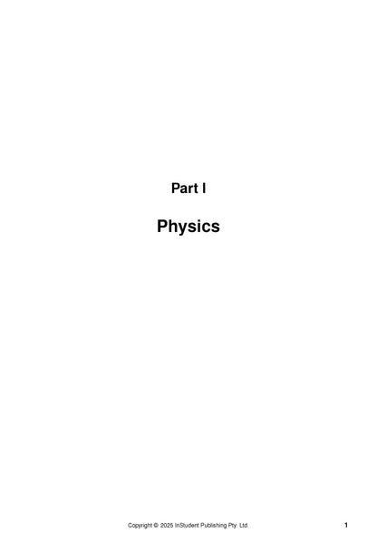 Course notes with black text on a white page by ATAR Notes, displaying "Part I Physics" and copyright information.