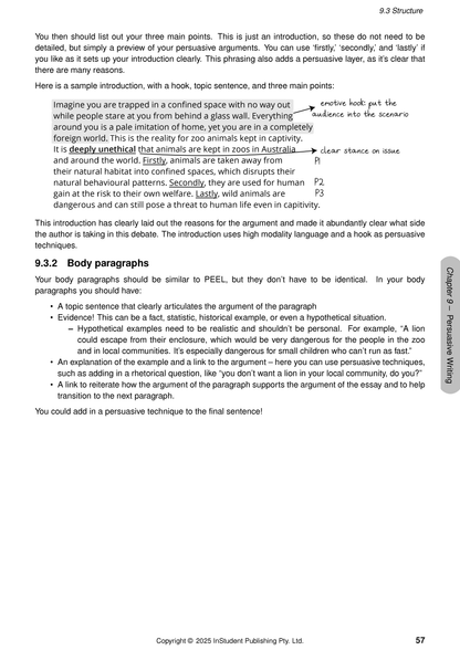 Year 8 English Course Notes by ATAR Notes, featuring white pages with black text, handwritten notes, and '9.3 Structure' section.