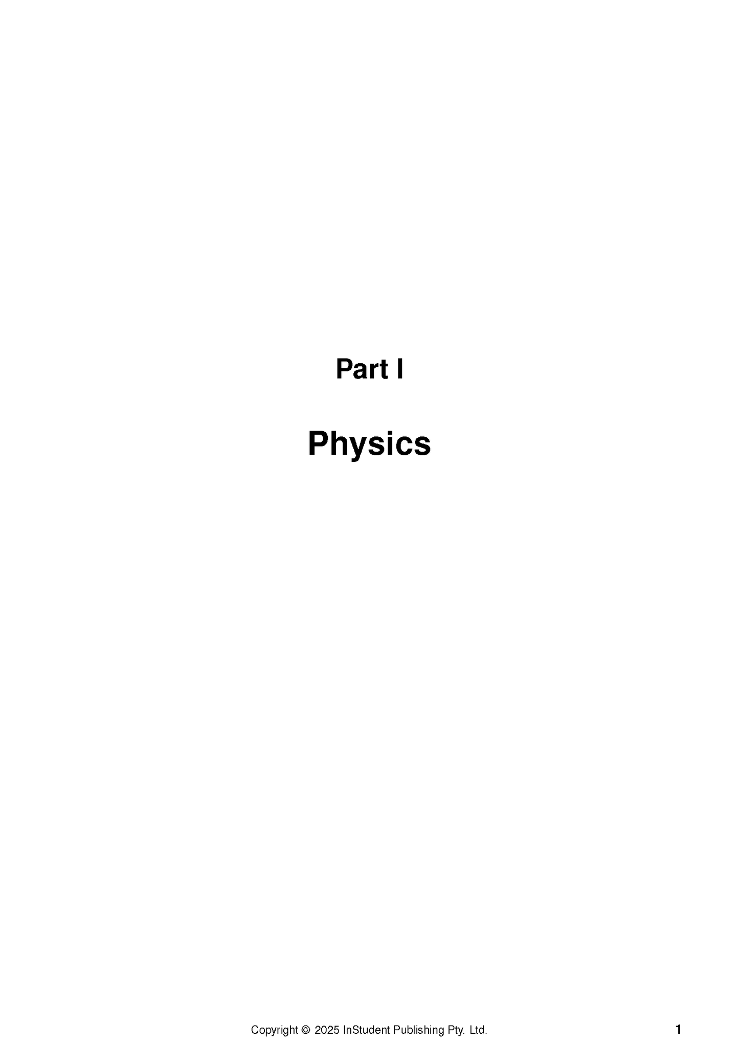 Year 8 Science Complete Course Notes by ATAR Notes, displaying the title page for Part I Physics with copyright and page number.
