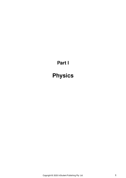 Year 8 Science Complete Course Notes by ATAR Notes, displaying the title page for Part I Physics with copyright and page number.