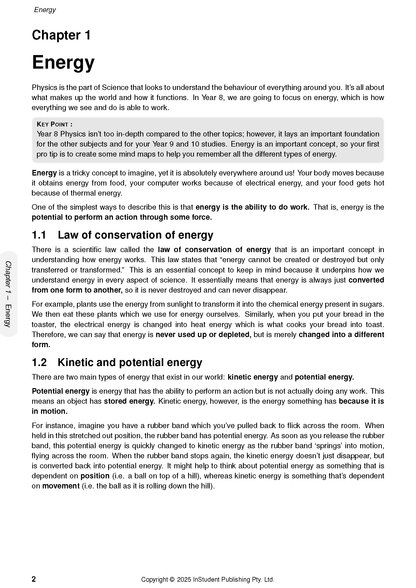 White page from Course Notes by ATAR Notes displaying Chapter 1 'Energy' with text and copyright information.