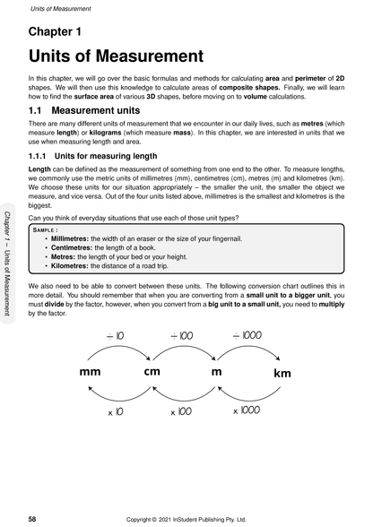 Year 9 Maths Complete Course Notes by ATAR Notes, a white page displaying 'Units of Measurement' chapter with text and a conversion diagram.