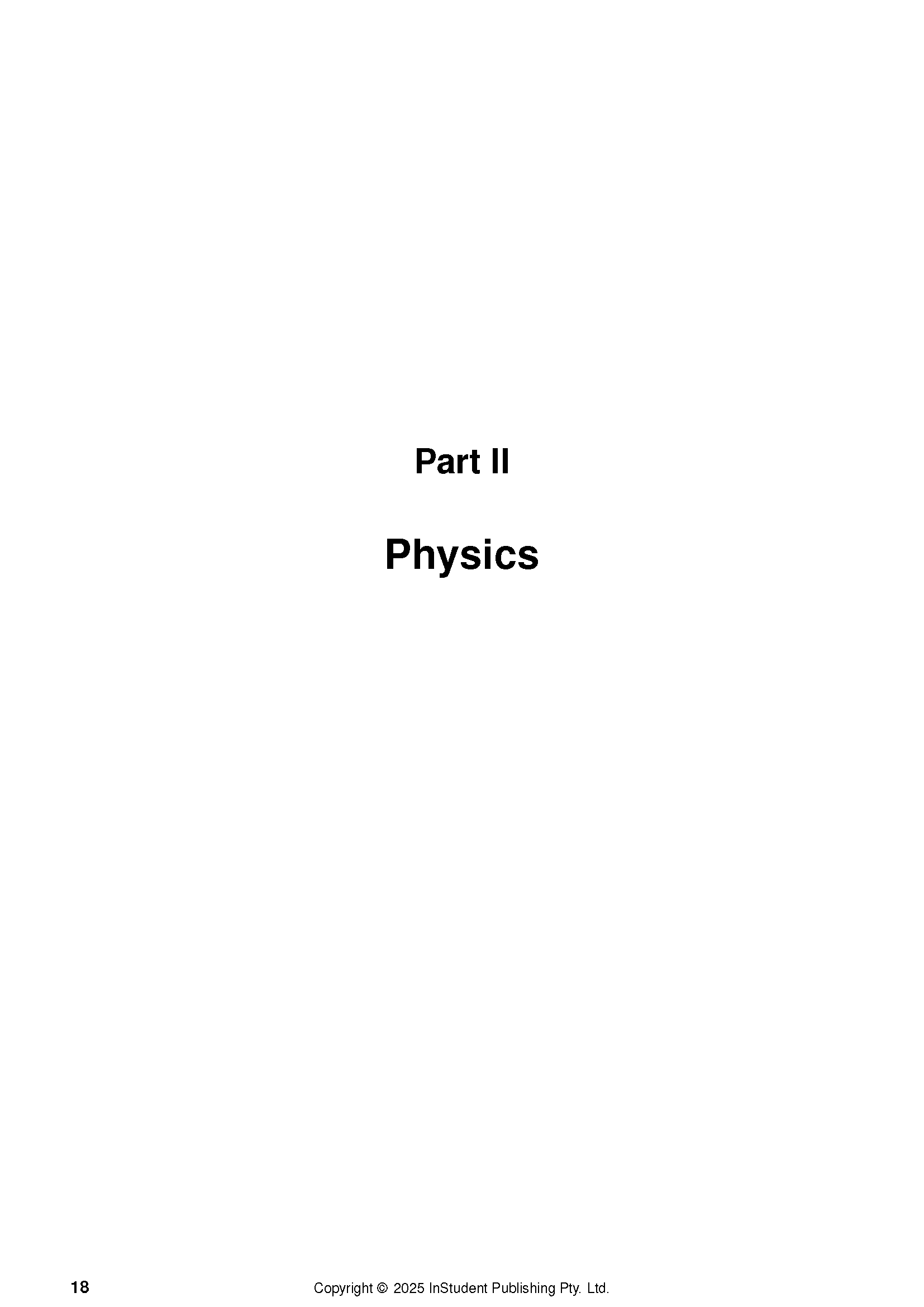 White course notes by ATAR Notes, displaying 'Part II Physics', page 18, and publisher's copyright.