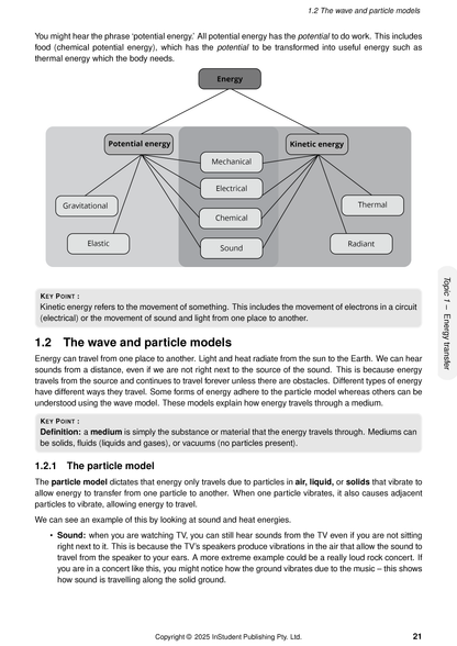 Year 9 Science Complete Course Notes by ATAR Notes, showing a page with an energy diagram and text on wave and particle models.