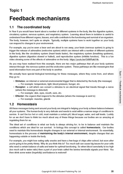 Course notes by ATAR Notes, displaying a page on feedback mechanisms with black text and headings.