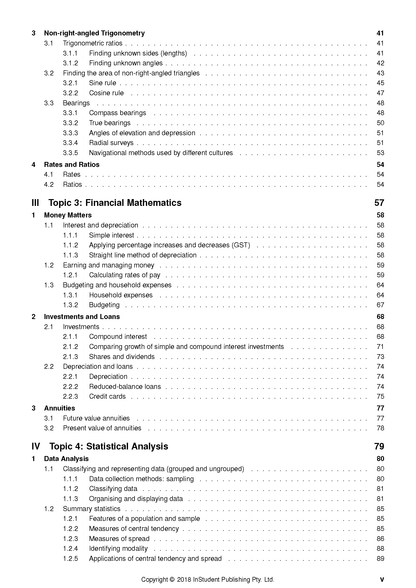 Course notes by ATAR Notes, displaying a black and white table of contents page with topic headings and page numbers.