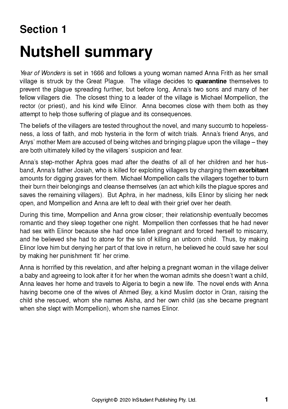 Text guide by InStudent Publishing Pty. Ltd. showing a 'Nutshell summary' section with black text on a white page.