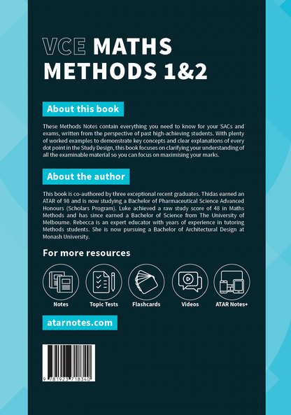 ATAR Notes VCE Maths Methods 1&2 Complete Course Notes (2027-2029)