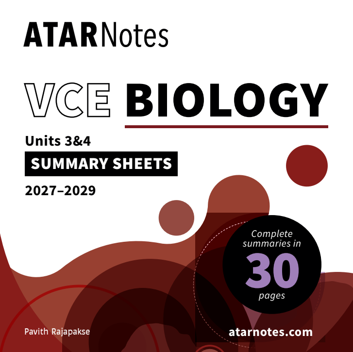 ATAR Notes VCE Biology 3&4 Summary Sheets (2027-2029)
