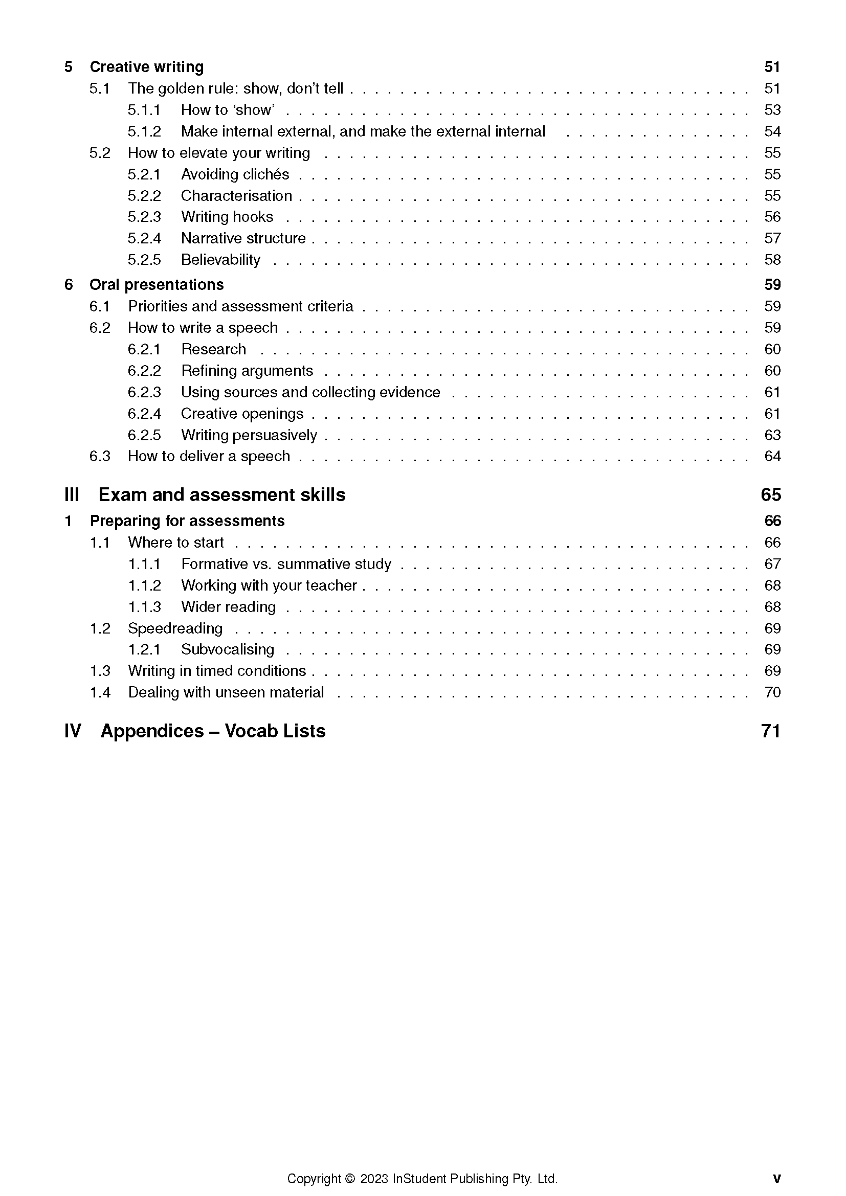 Year 10 English Complete Course Notes (2024-2026) by ATAR Notes, displaying a table of contents page.