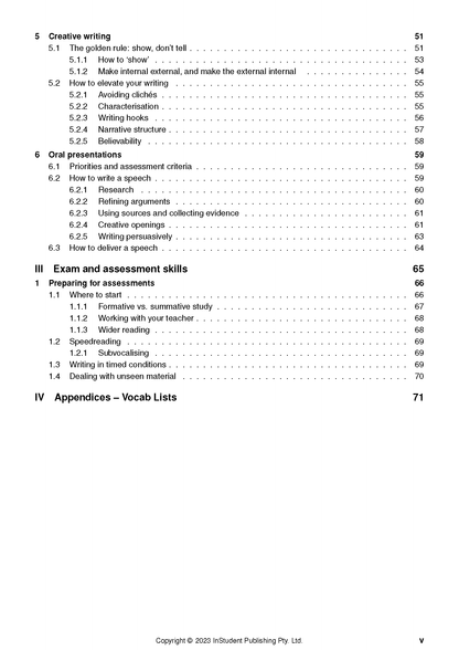 Year 10 English Complete Course Notes (2024-2026) by ATAR Notes, displaying a table of contents page.